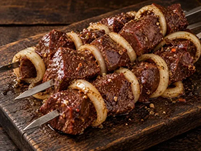 Шашлик з печінки яловичої маринований